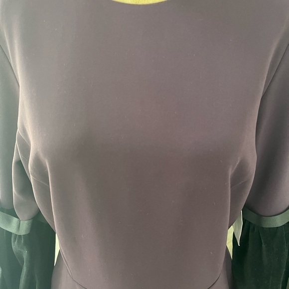 NWT Touch Women Dress Fit to Flare Size 40EU 12US Eggplant Black MIDI Poly Blend - Picture 6 of 11